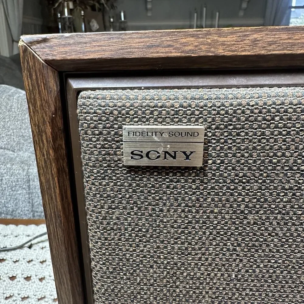 Vtg 60s Sony ICF-9650W Fidelity Sound AM/FM Tabletop Stereo Radio Wooden Case